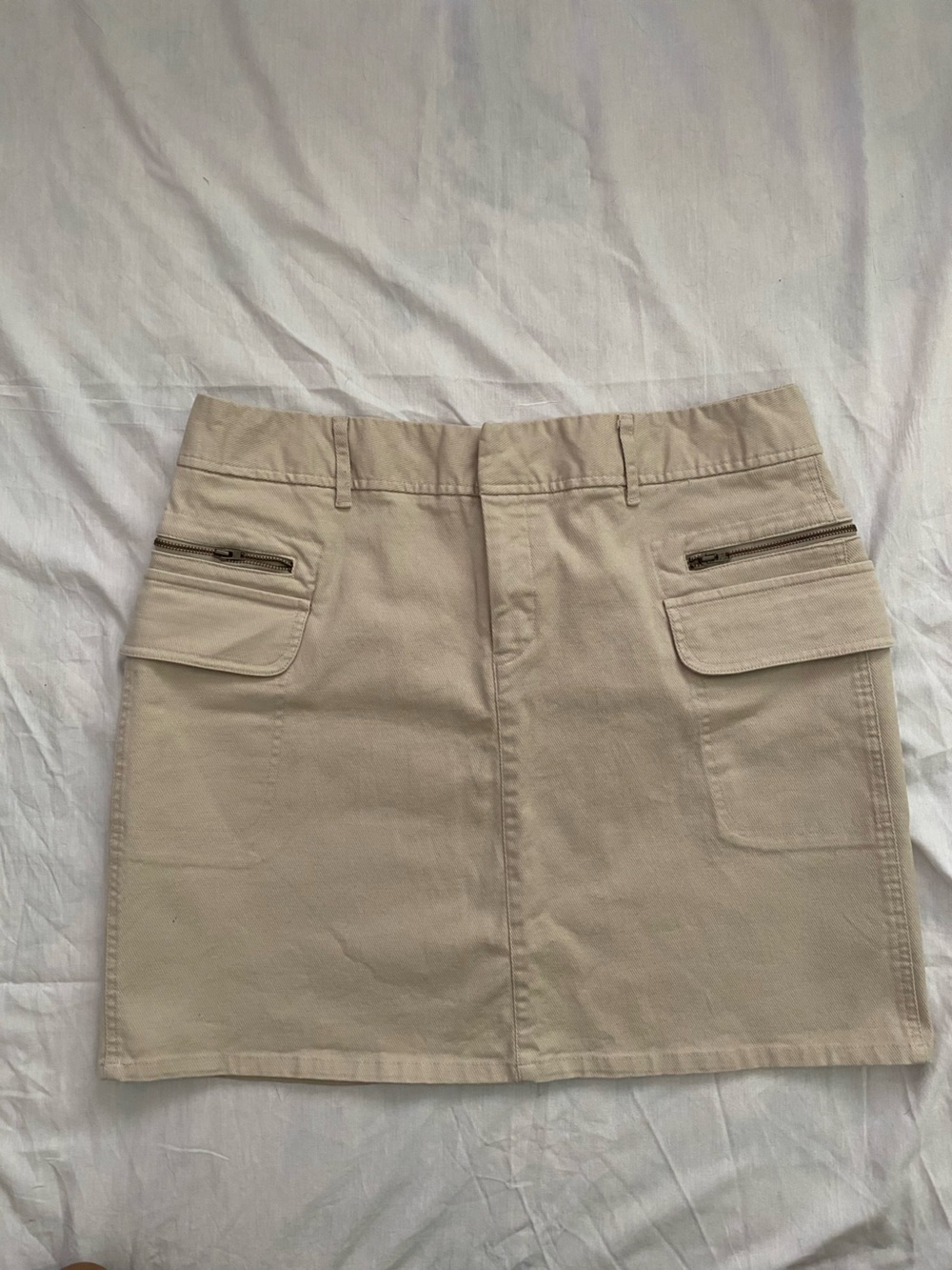 Women's Cargo Mini Skirt in Light Beige